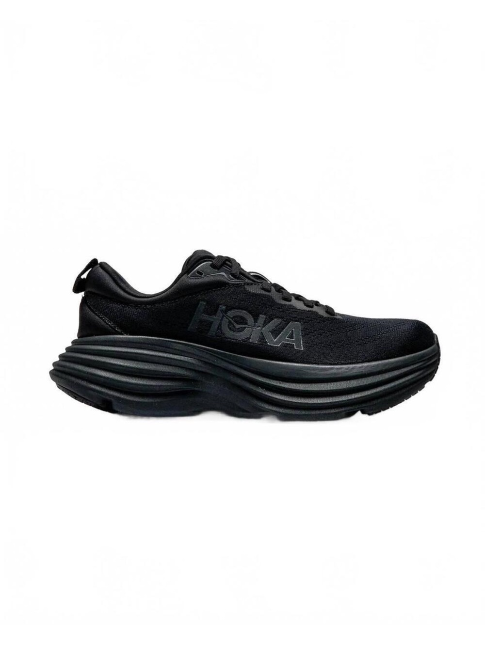 HOKA women's bondi 8 running shoes in black/black size 7